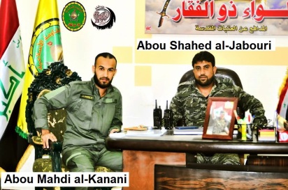 Na imagem, Abou Mahdi al-Kanani (comandante militar), ao lado de Abou Shahed al-Jabouri líder da organização xiita de resistência
